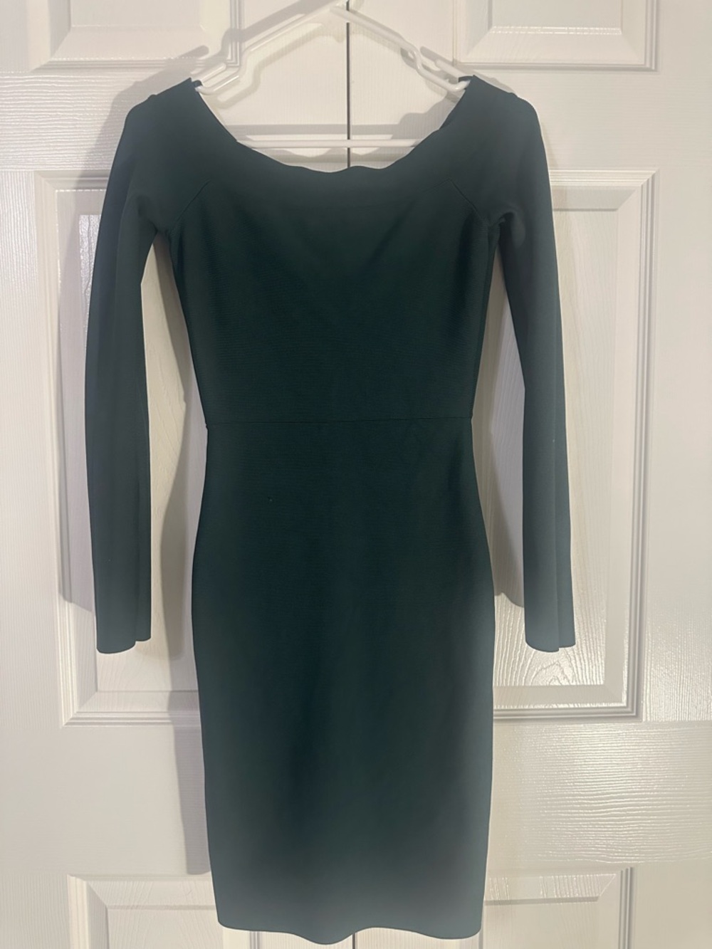 BCBGMaxAzria Long-Sleeve Black Midi Sheath Dress